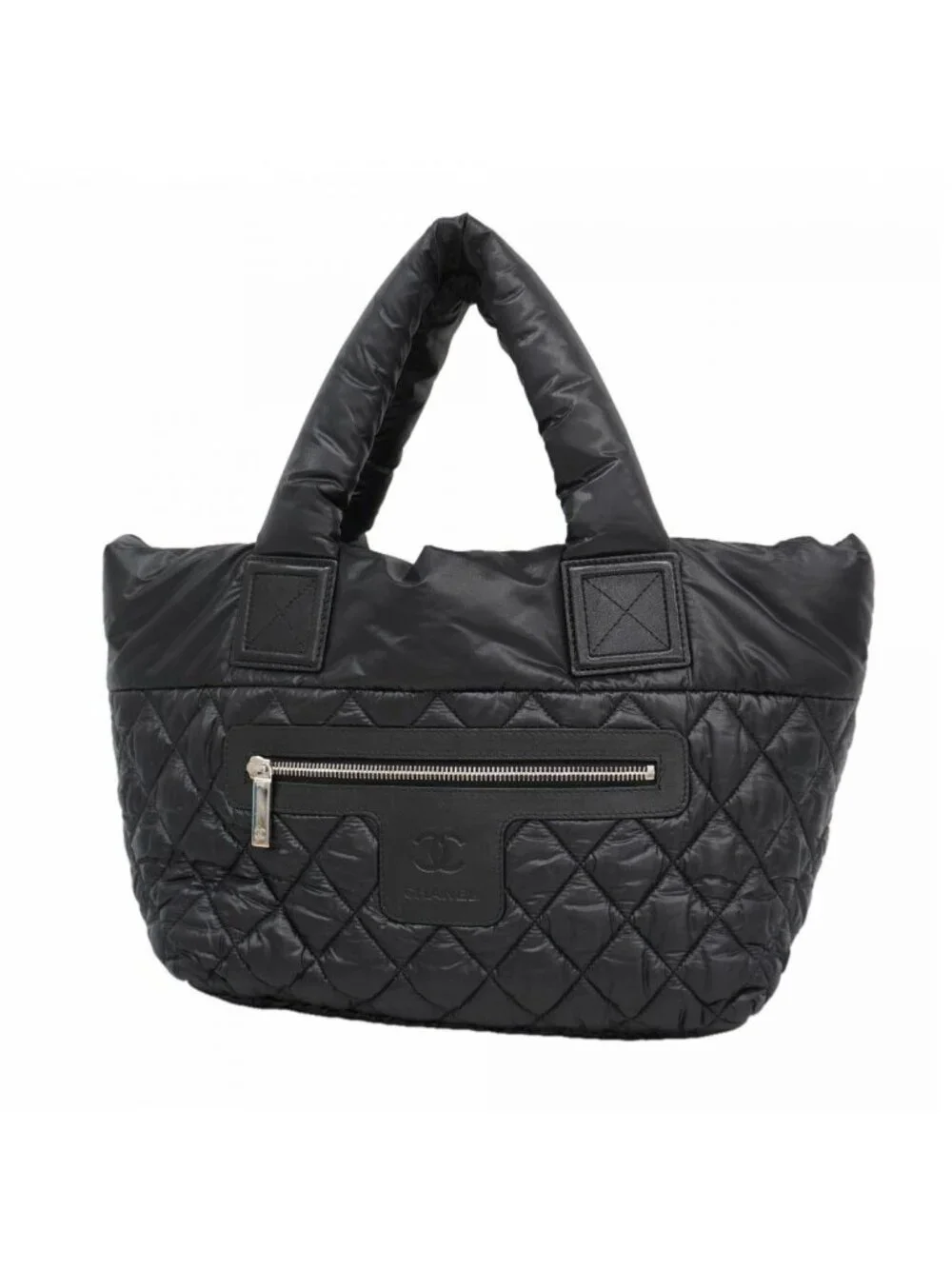 Chanel Tote Coco Cocoon Nylon Black Silver